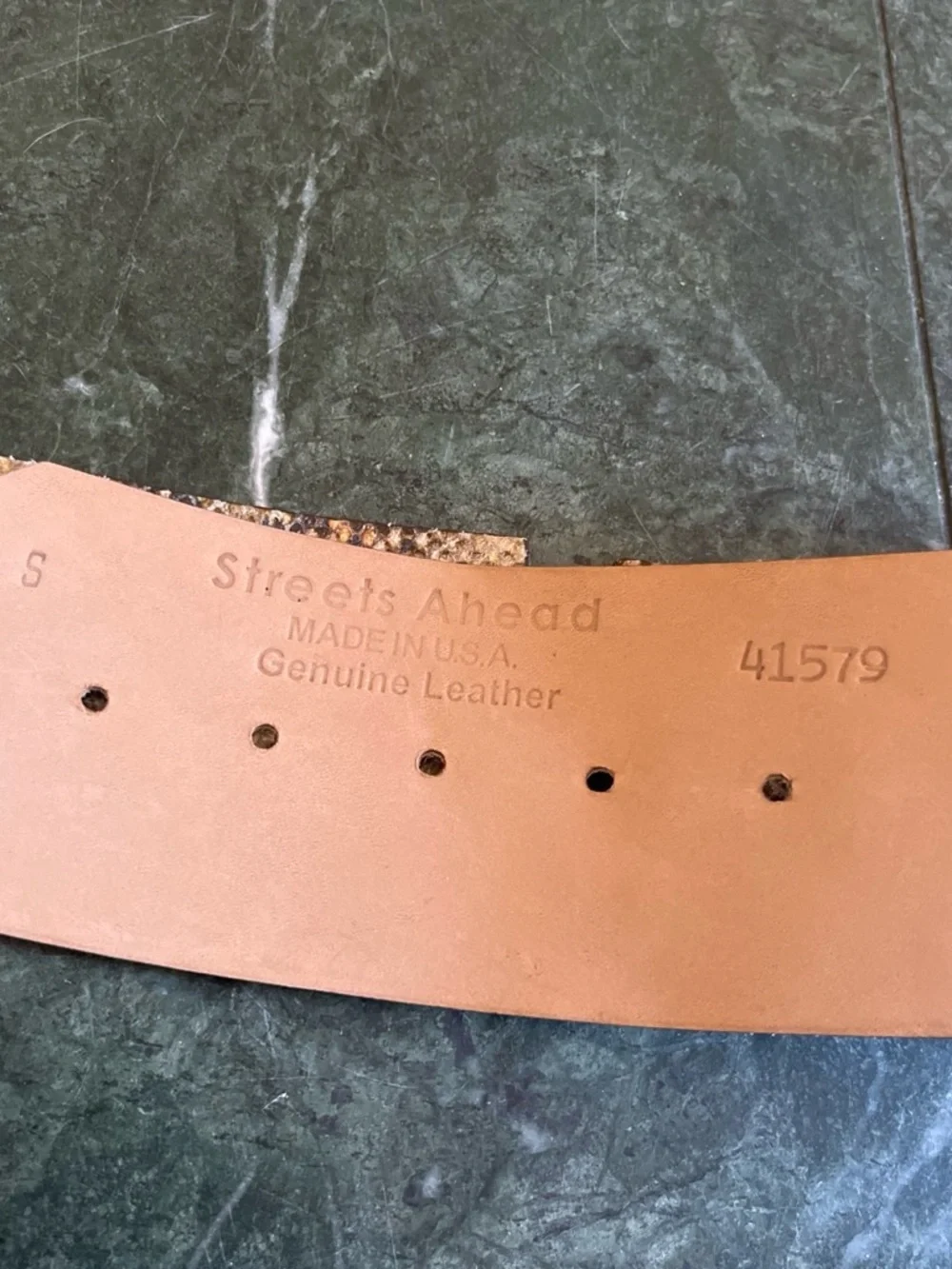 Streets Ahead Tan Genuine Leather Waist Belt with Snakeskin Accent